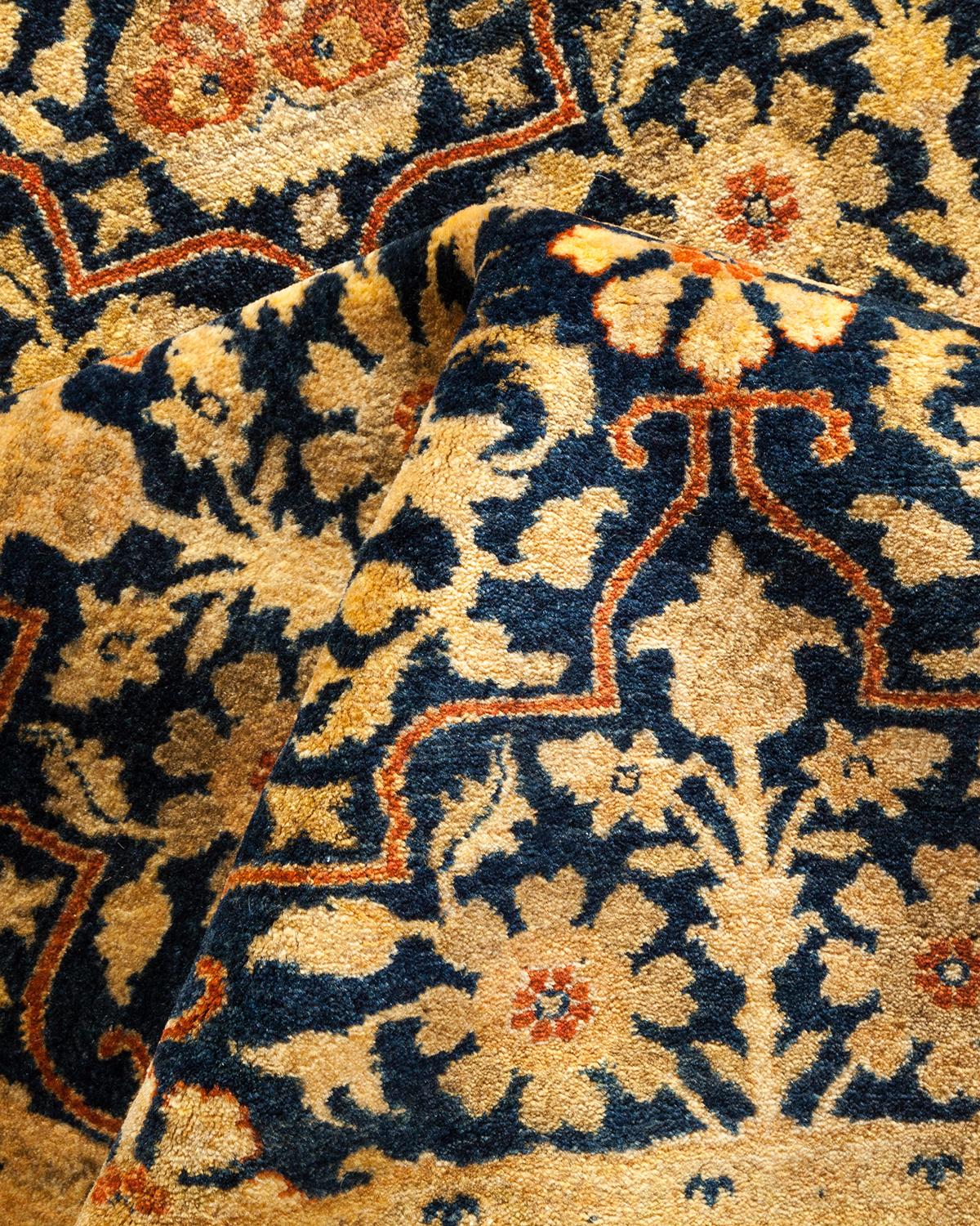 Other One-Of-A-Kind Hand Made Traditional Mogul Blue Area Rug For Sale