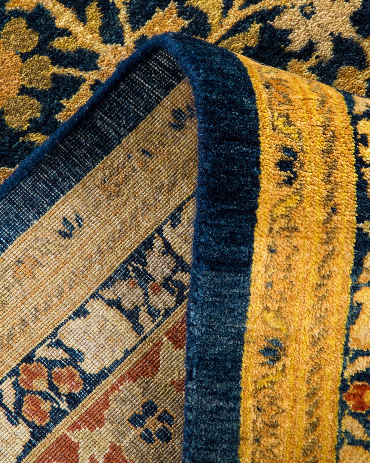 Pakistanais Tapis traditionnel Mogul bleu, unique en son genre, fait à la main en vente