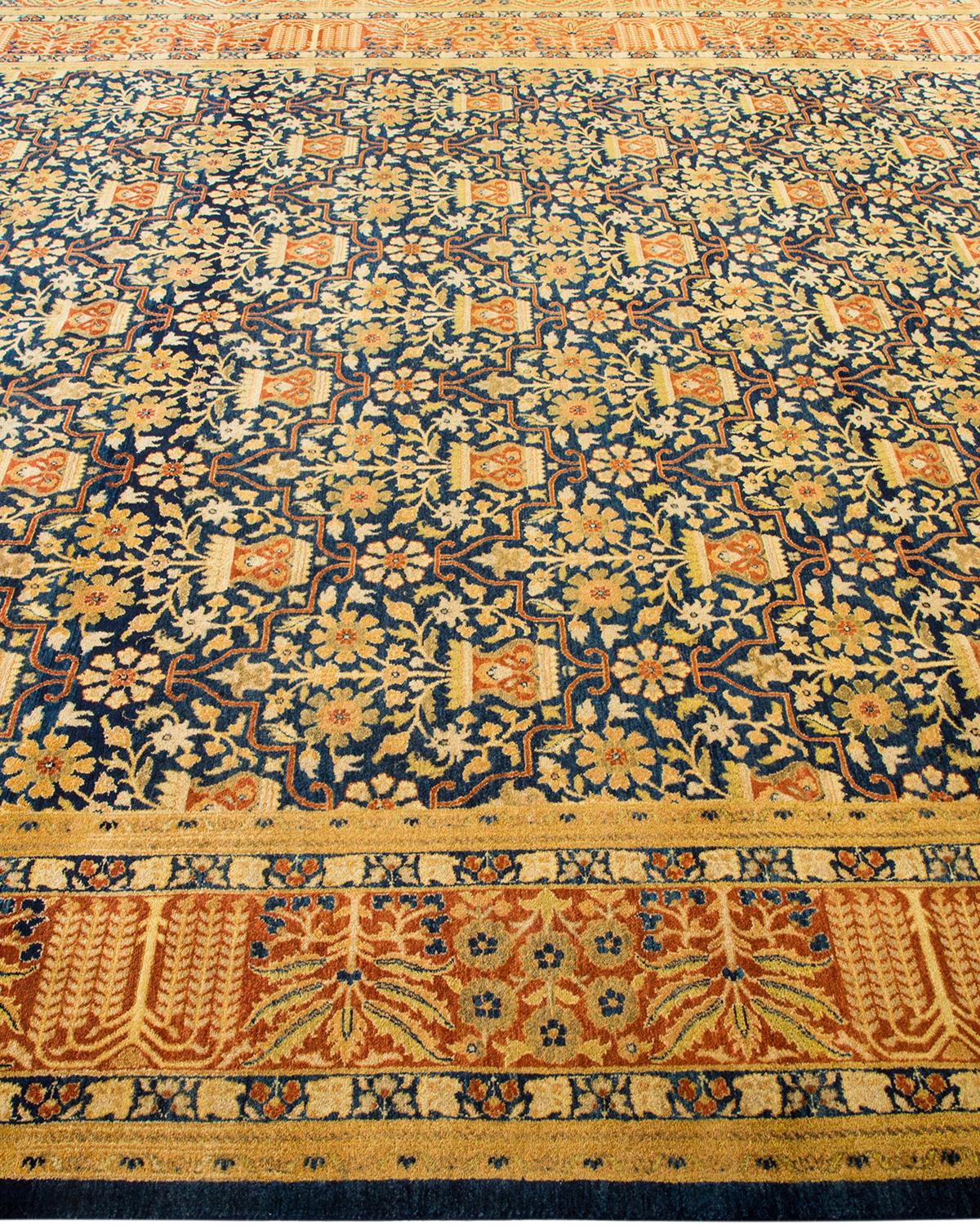 Tapis traditionnel Mogul bleu, unique en son genre, fait à la main Neuf - En vente à Norwalk, CT