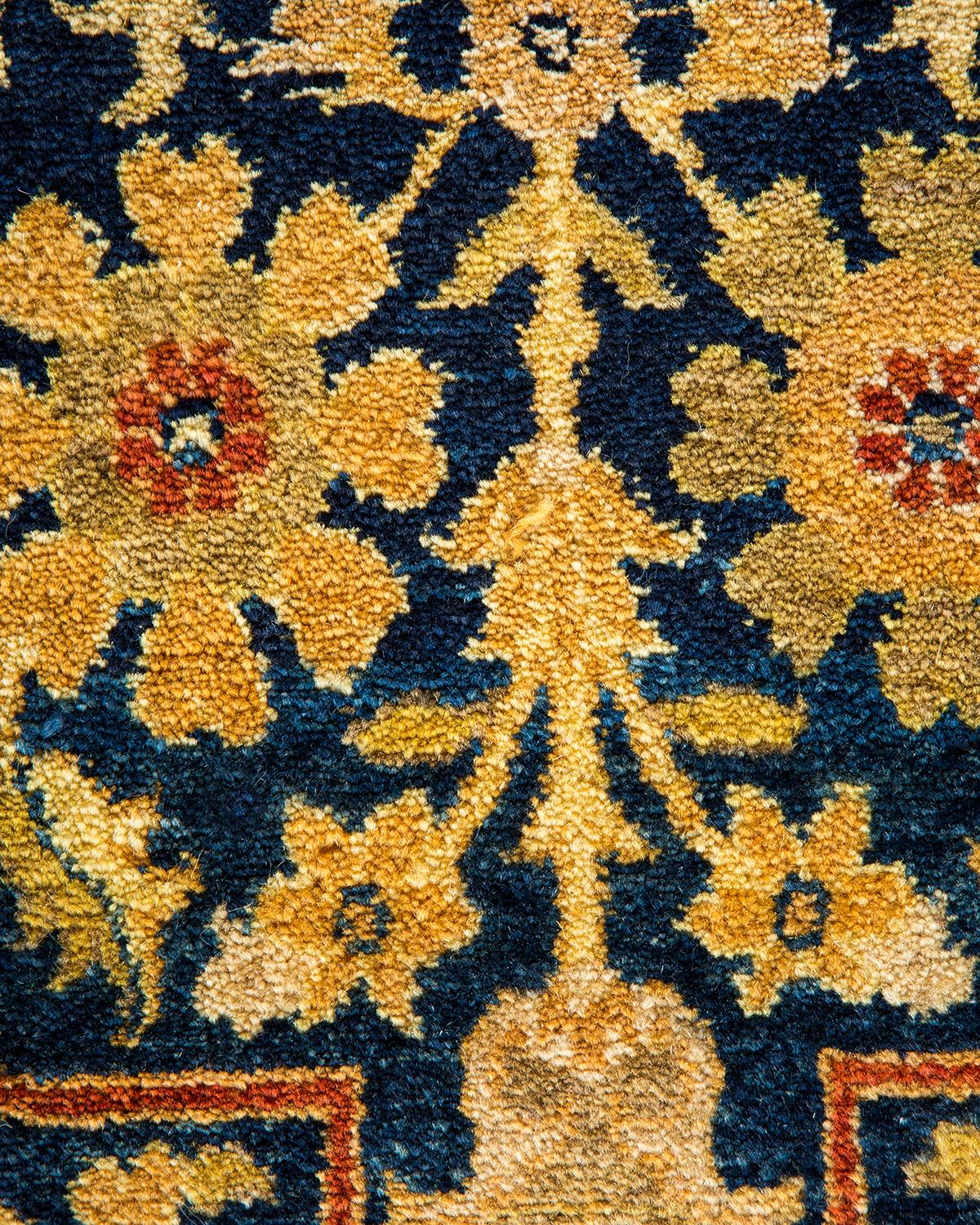 XXIe siècle et contemporain Tapis traditionnel Mogul bleu, unique en son genre, fait à la main en vente