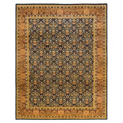 One-Of-A-Kind Hand Made Traditional Mogul Blue Area Rug