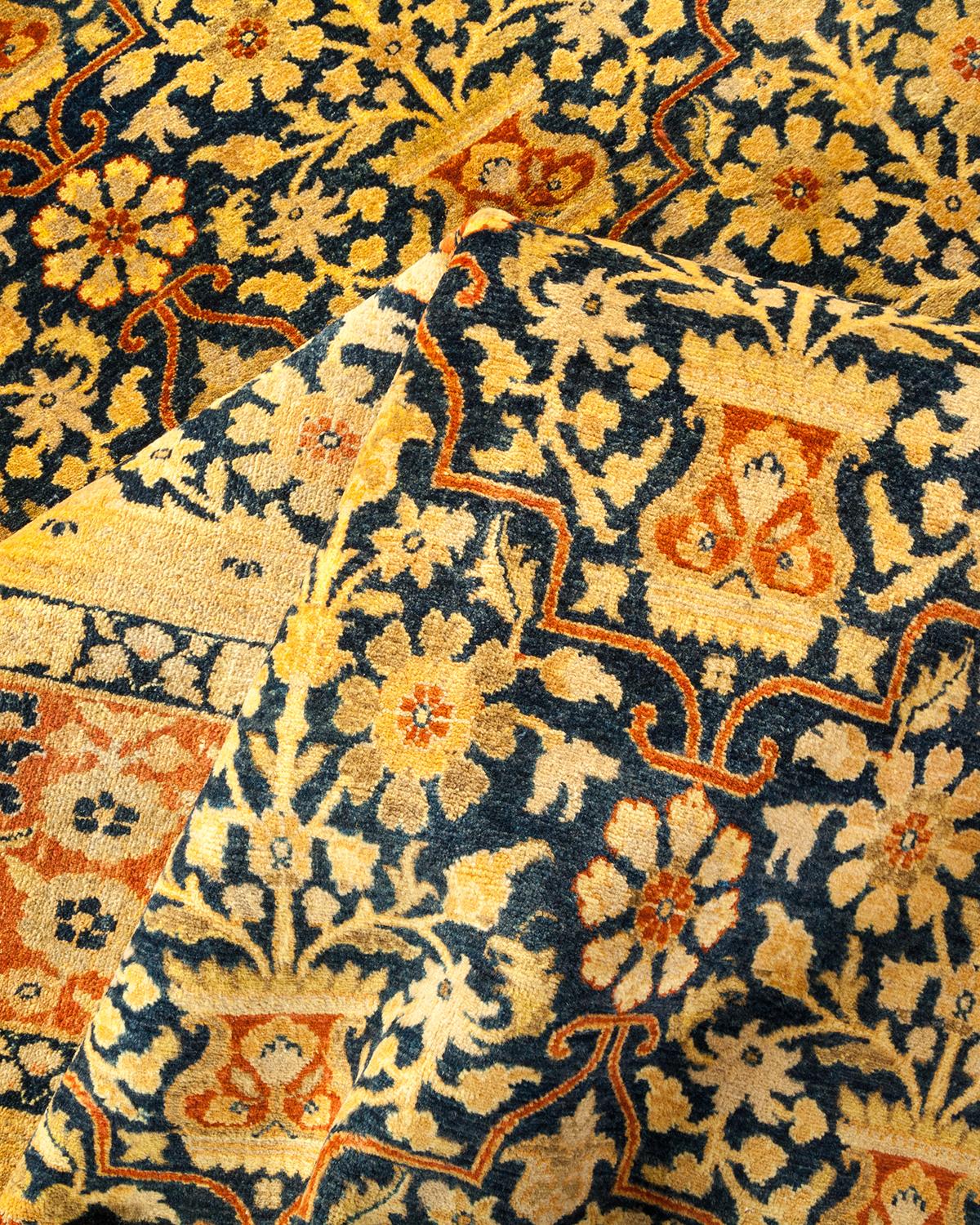 Handgefertigter, traditioneller Mogul-Blauer Teppich, Unikat (Sonstiges) im Angebot