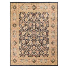 Tappeto tradizionale Mogul blu, unico nel suo genere, Hand Made