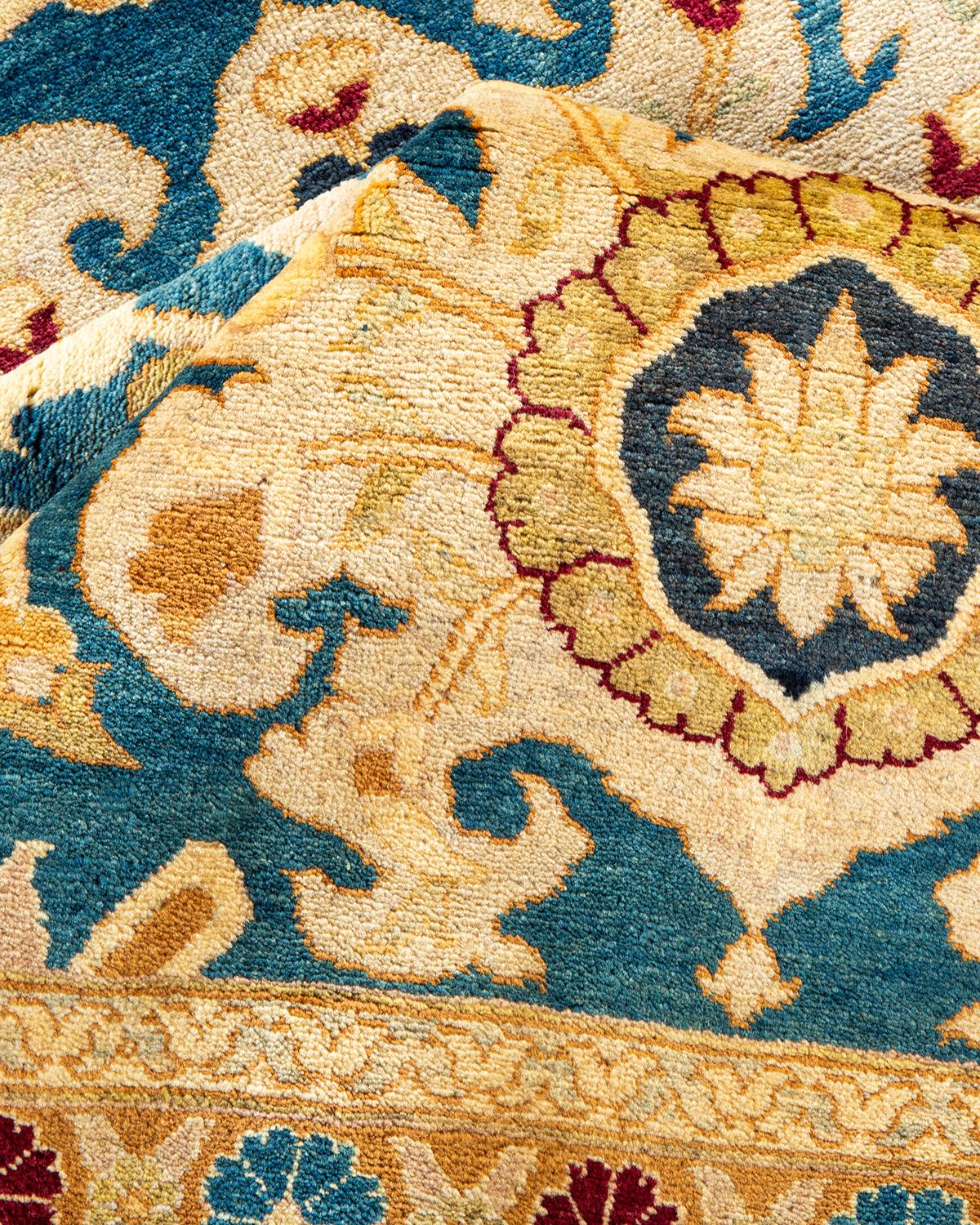 Other One-Of-A-Kind Hand Made Traditional Mogul Blue Area Rug For Sale