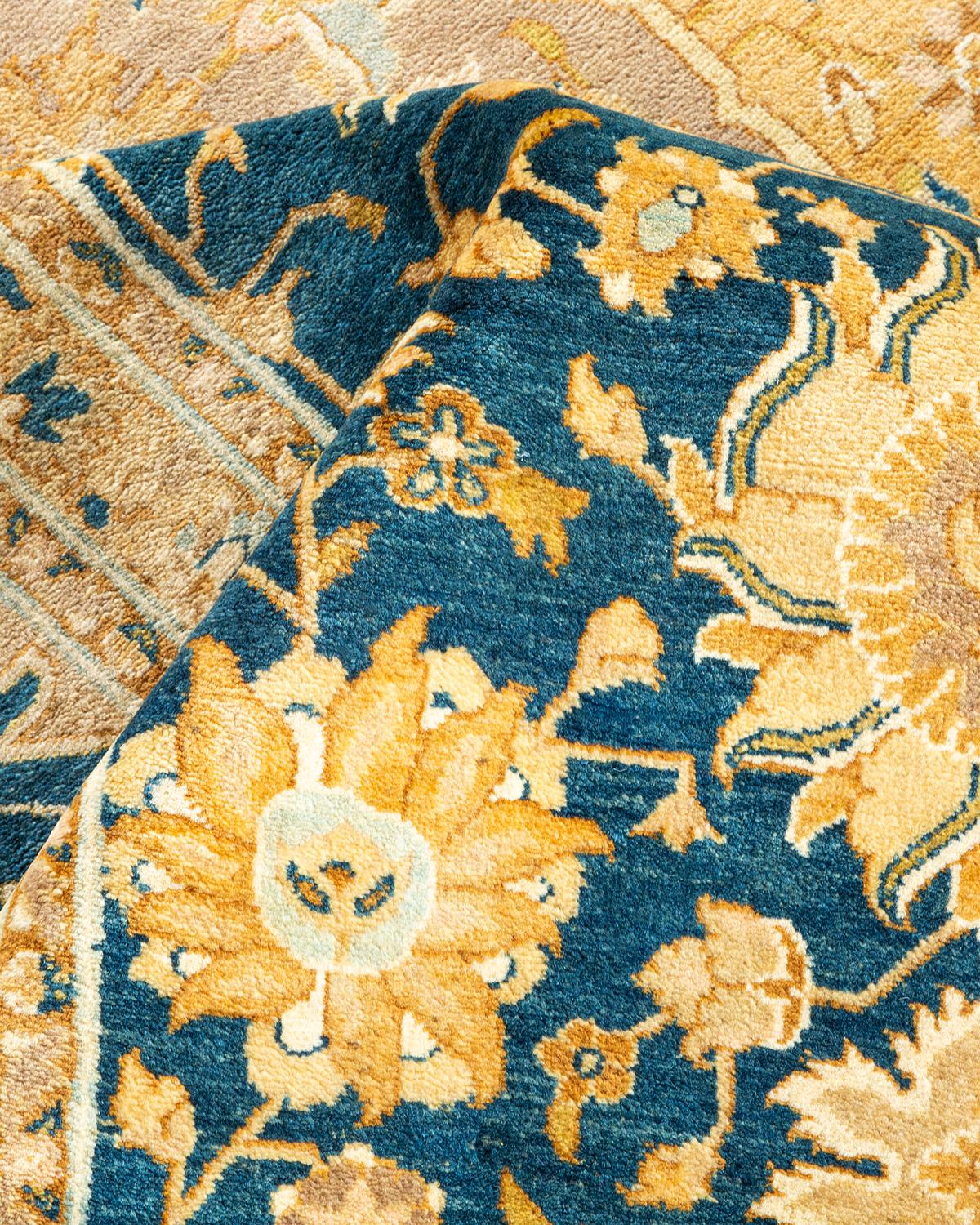 Other One-of-a-kind Hand Made Traditional Mogul Blue Area Rug For Sale