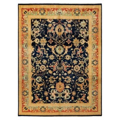 One-Of-A-Kind Hand Made Traditional Mogul Blue Area Rug