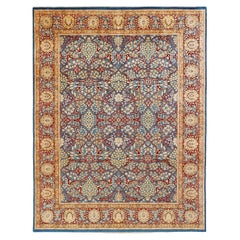 One-Of-A-Kind Hand Made Traditional Mogul Blue Area Rug