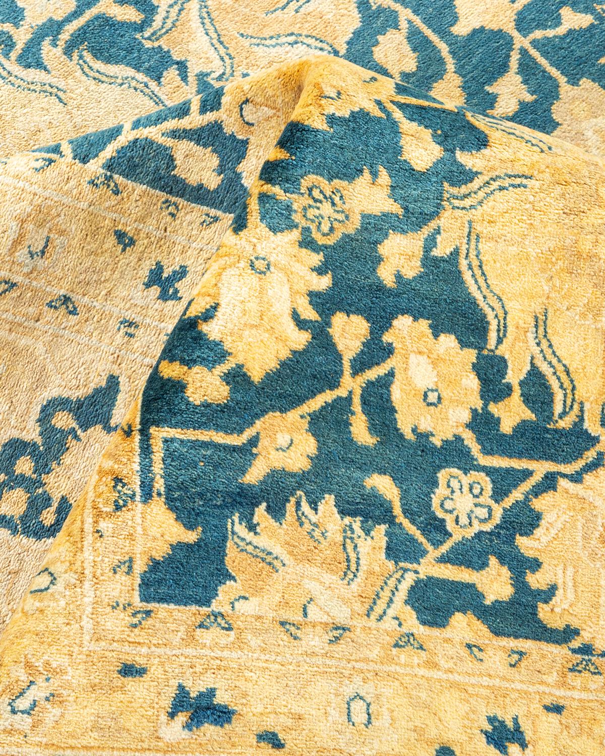 Handgefertigter, traditioneller Mogul-Blauer Teppich, Unikat (Sonstiges) im Angebot