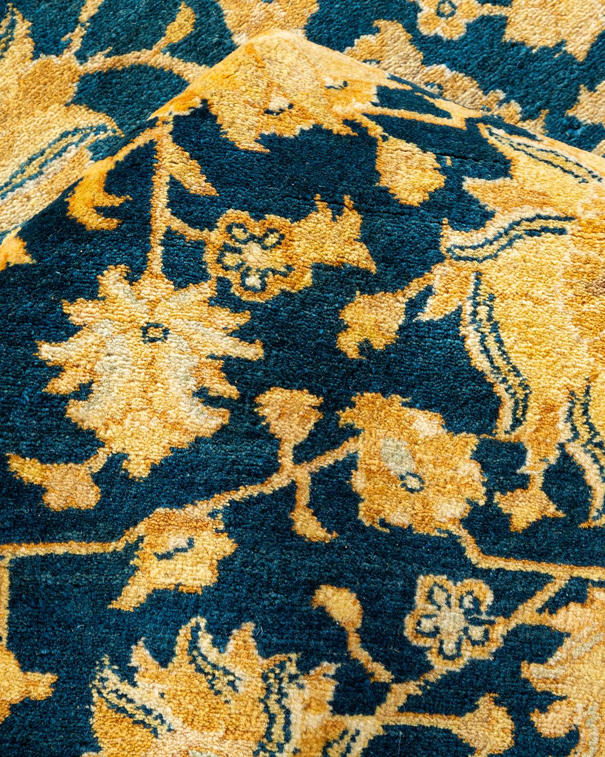 Traditioneller handgefertigter Mogul-Blauer Teppich, Unikat (Sonstiges) im Angebot
