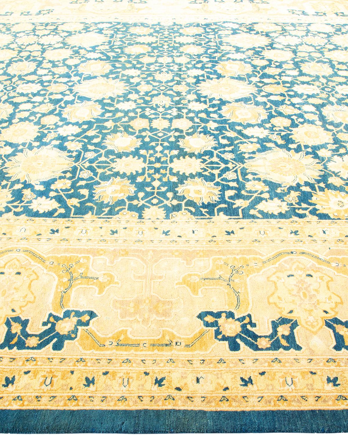 Tappeto tradizionale Mogul blu, unico nel suo genere, Hand Made In condizioni Nuovo in vendita a Norwalk, CT