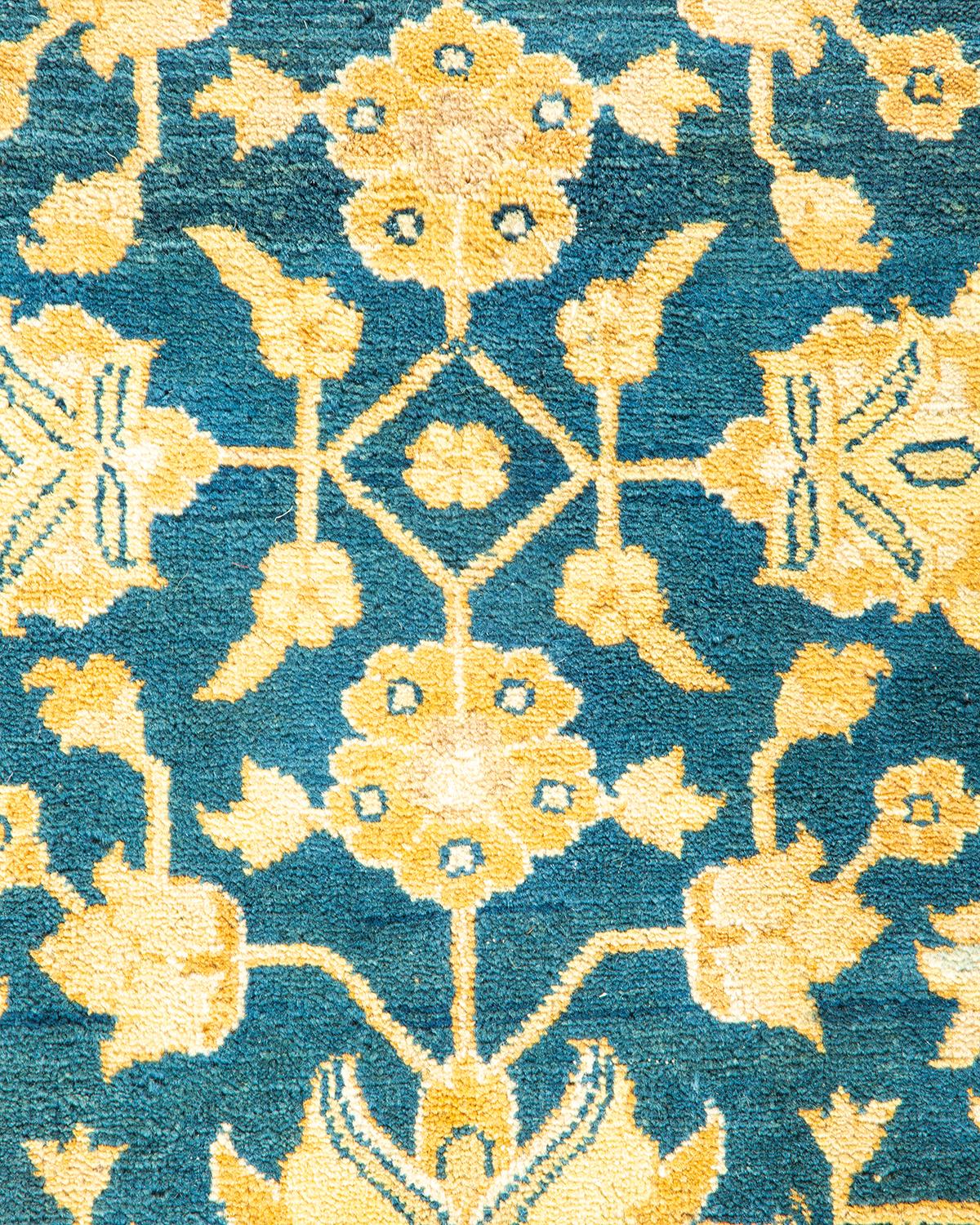 XXI secolo e contemporaneo Tappeto tradizionale Mogul blu, unico nel suo genere, Hand Made in vendita