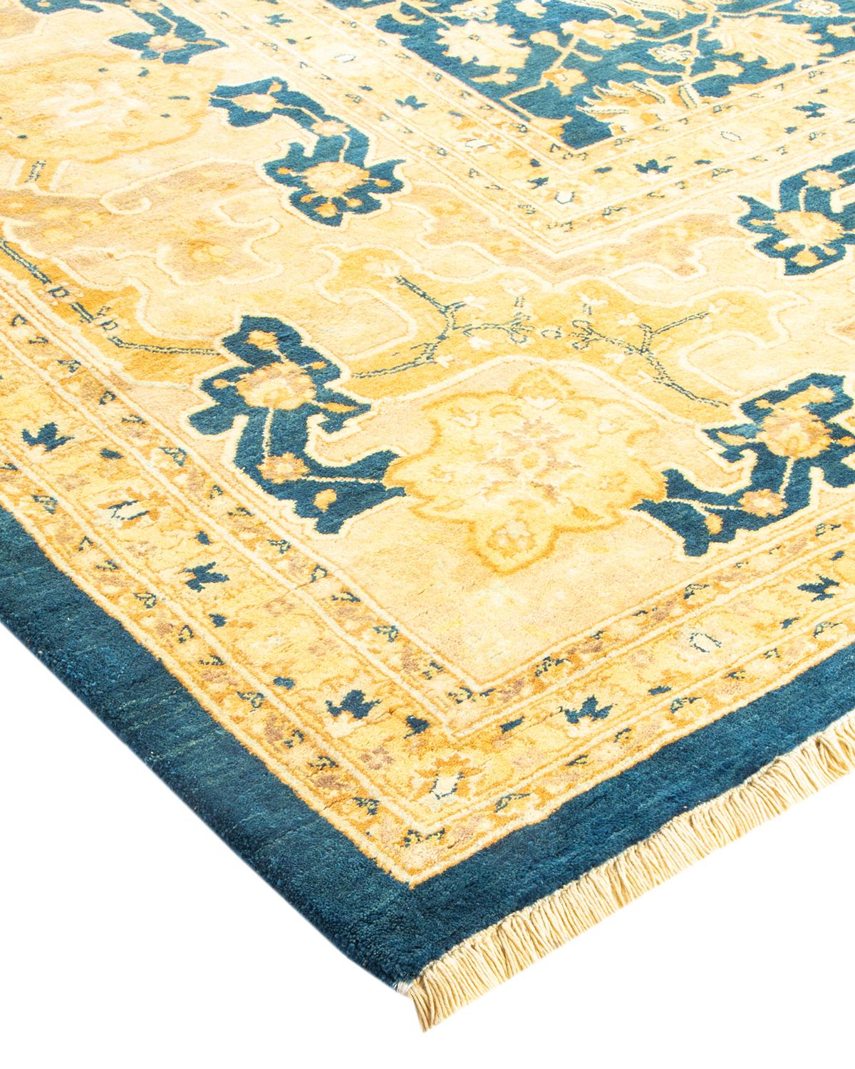 Lana Tappeto tradizionale Mogul blu, unico nel suo genere, Hand Made in vendita