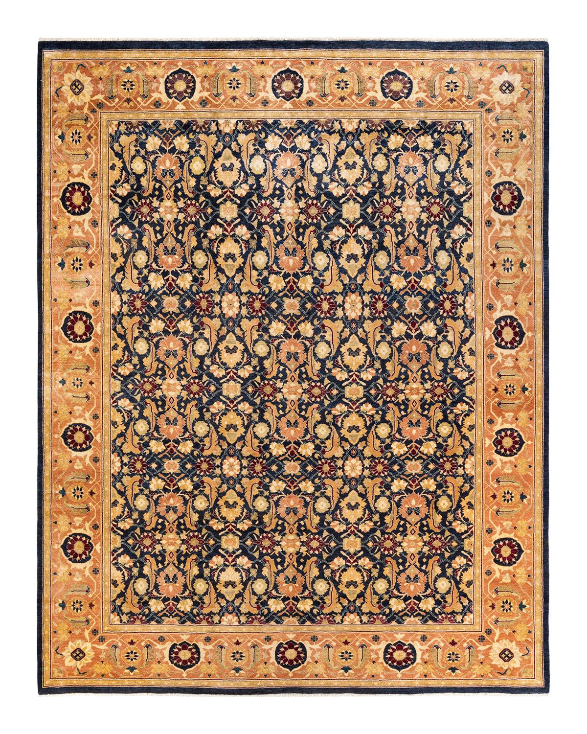 Other One-of-a-Kind Hand Made Traditional Mogul Light Blue Area Rug For Sale