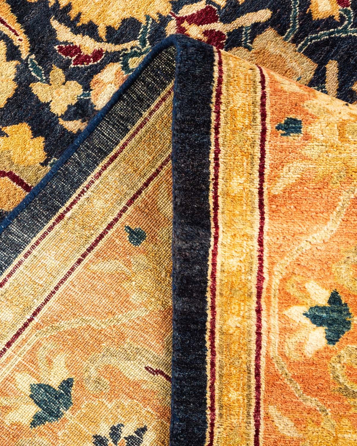 Hand-Knotted One-of-a-Kind Hand Made Traditional Mogul Light Blue Area Rug For Sale