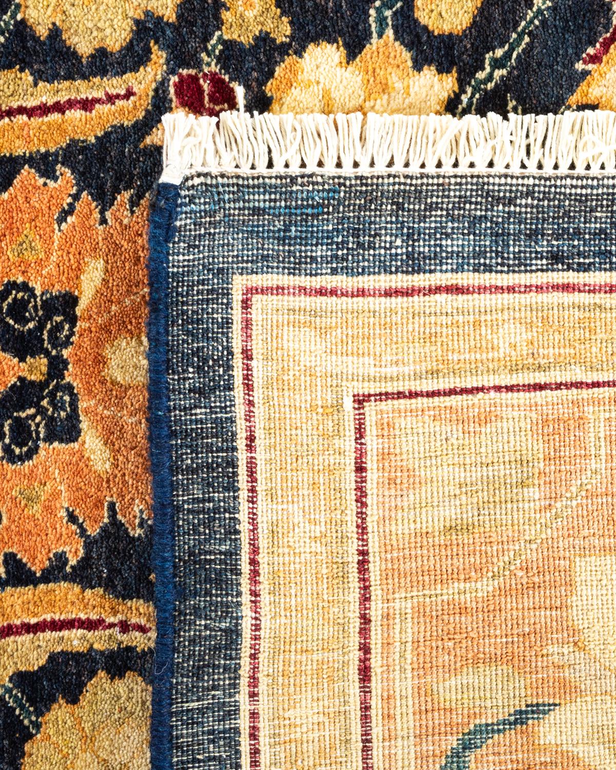 One-of-a-Kind Hand Made Traditional Mogul Light Blue Area Rug In New Condition For Sale In Norwalk, CT