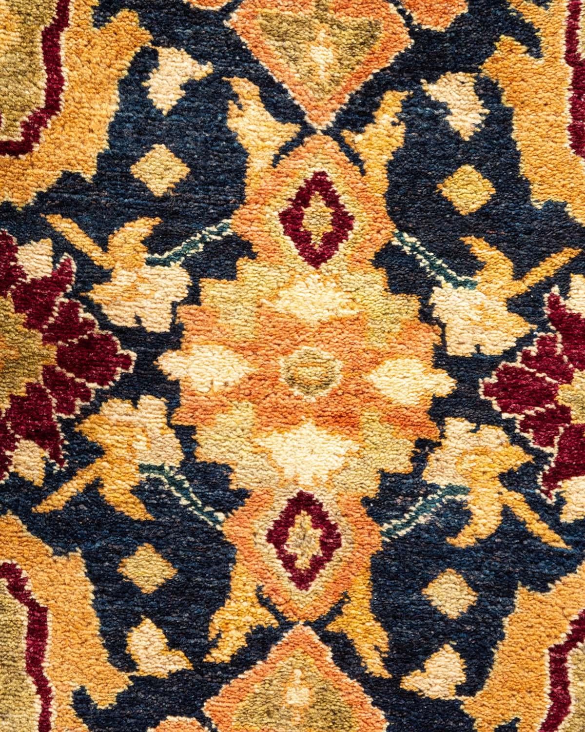 Wool One-of-a-Kind Hand Made Traditional Mogul Light Blue Area Rug For Sale