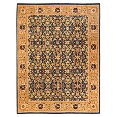 One-Of-A-Kind Hand Made Traditional Mogul Blue Area Rug