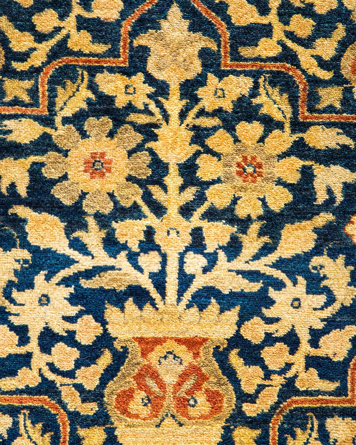 XXI secolo e contemporaneo Tappeto tradizionale Mogul blu, unico nel suo genere, Hand Made in vendita