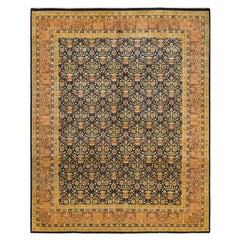 One-Of-A-Kind Hand Made Traditional Mogul Blue Area Rug