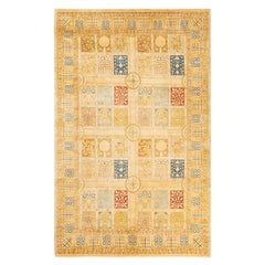 One-Of-A-Kind Hand Made Traditional Mogul Blue Area Rug