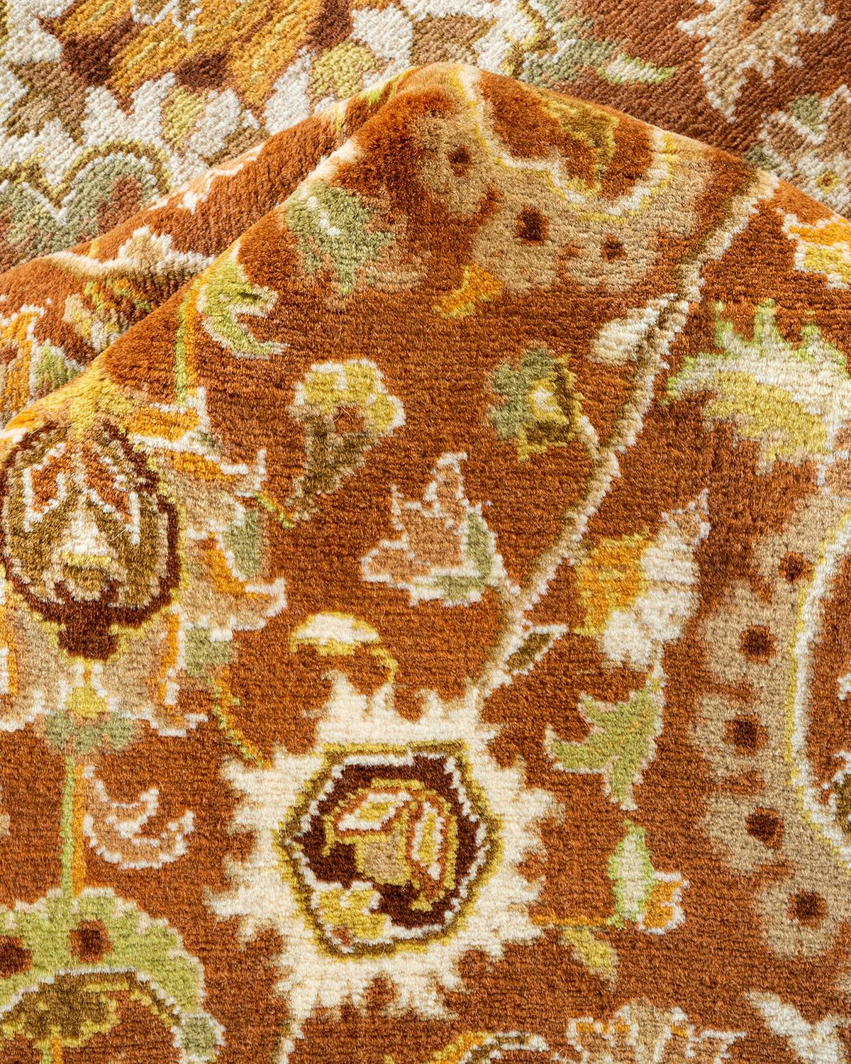 Other One-of-a-Kind Hand Made Traditional Mogul Brown Area Rug For Sale