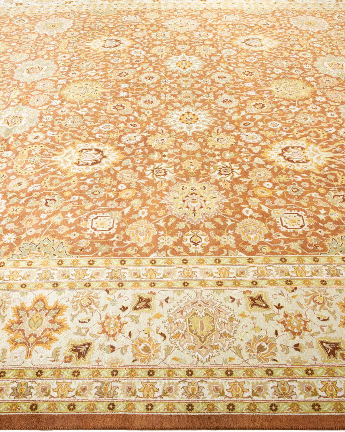 One-of-a-Kind Hand Made Traditional Mogul Brown Area Rug In New Condition For Sale In Norwalk, CT