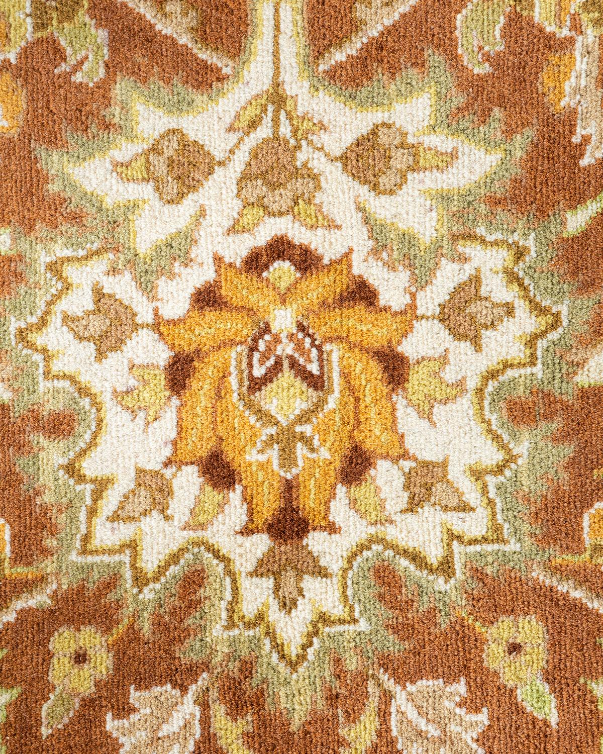 Contemporary One-of-a-Kind Hand Made Traditional Mogul Brown Area Rug For Sale