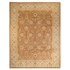 Tapis traditionnel Mogul marron unique en son genre fabriqué à la main