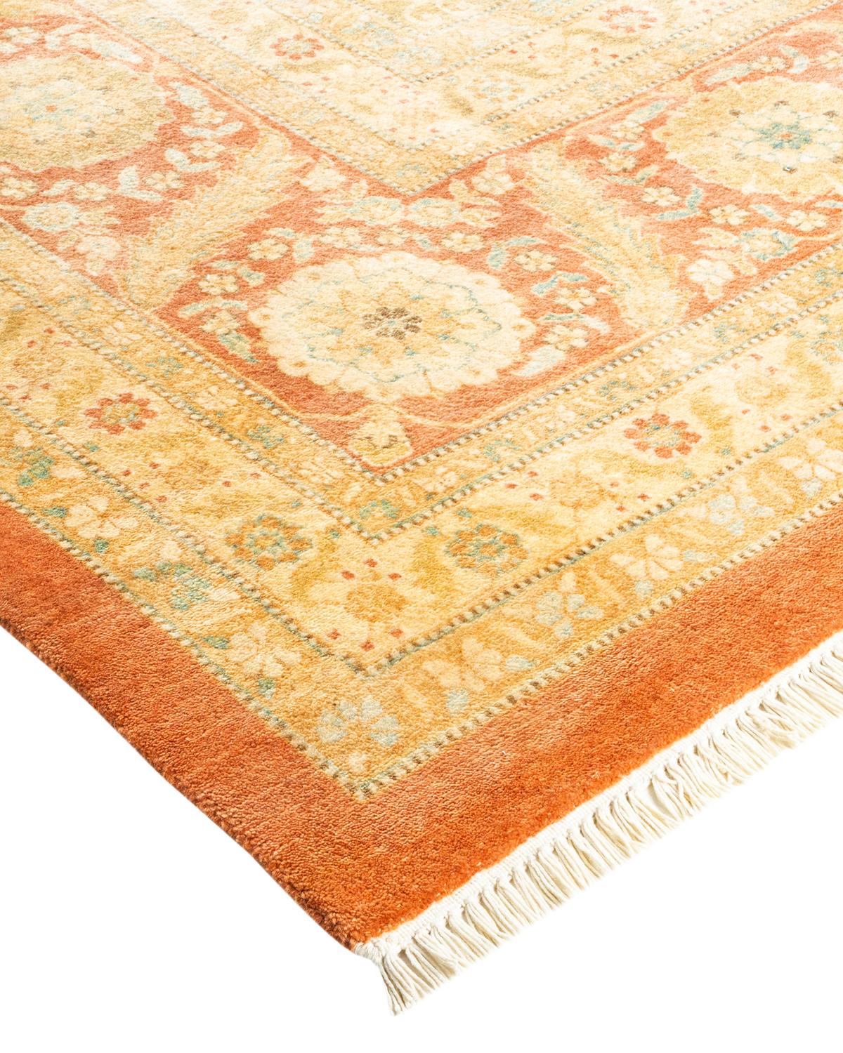 Wool One-of-a-Kind Hand Made Traditional Mogul Brown Area Rug For Sale