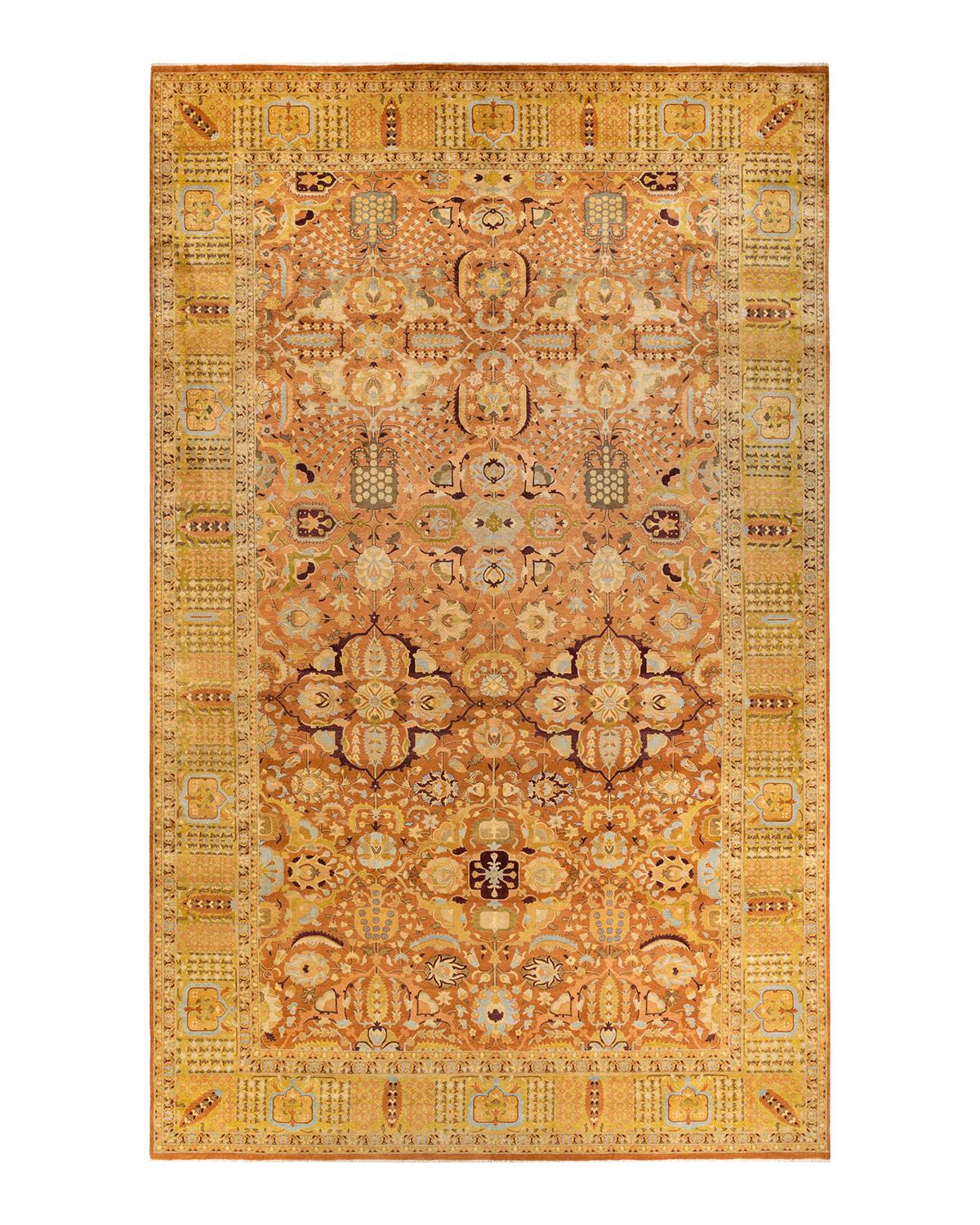 Other One-Of-A-Kind Hand Made Traditional Mogul Brown Area Rug For Sale