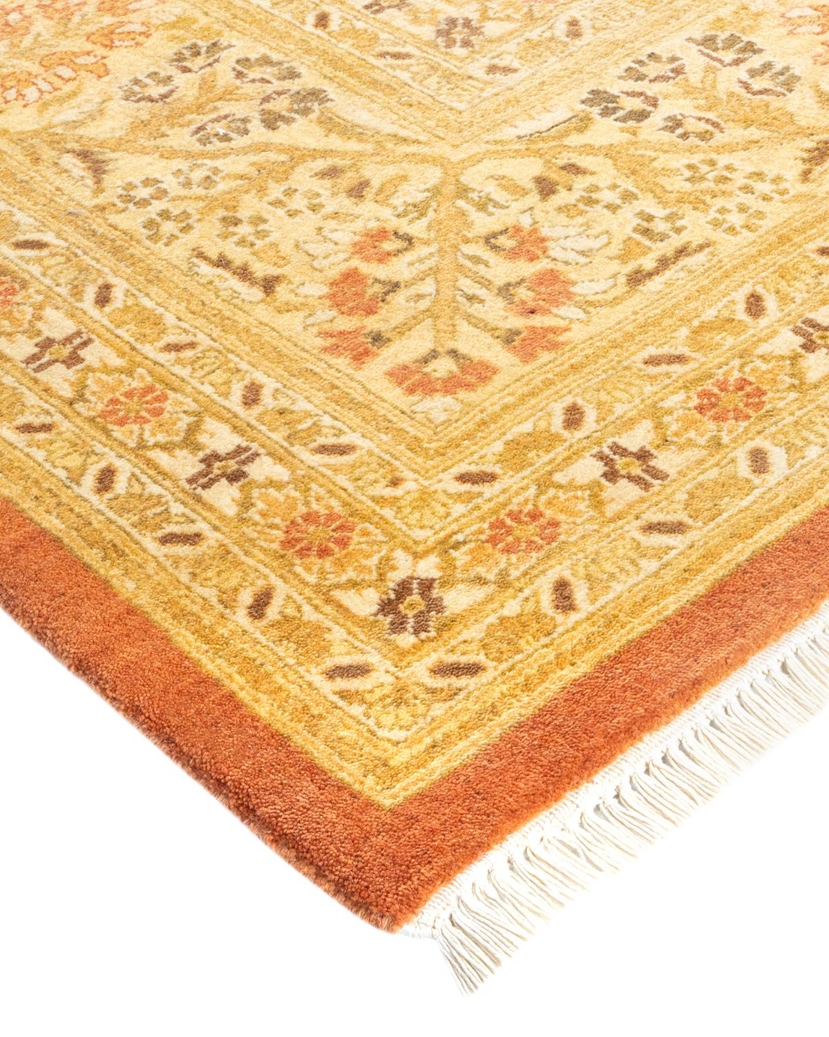 Handgefertigter, traditioneller Mogul-Teppich in Braun, Unikat (Wolle) im Angebot