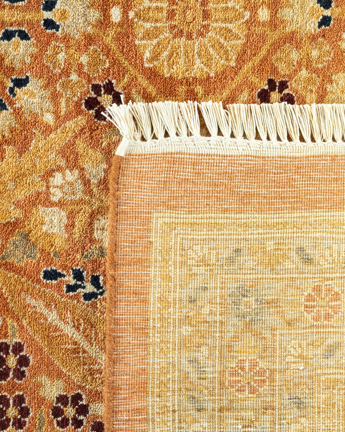 Handgefertigter, traditioneller Mogul-Teppich in Braun, Unikat (Pakistanisch) im Angebot