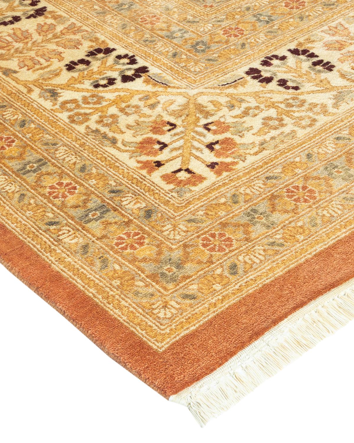 Handgefertigter, traditioneller Mogul-Teppich in Braun, Unikat (21. Jahrhundert und zeitgenössisch) im Angebot