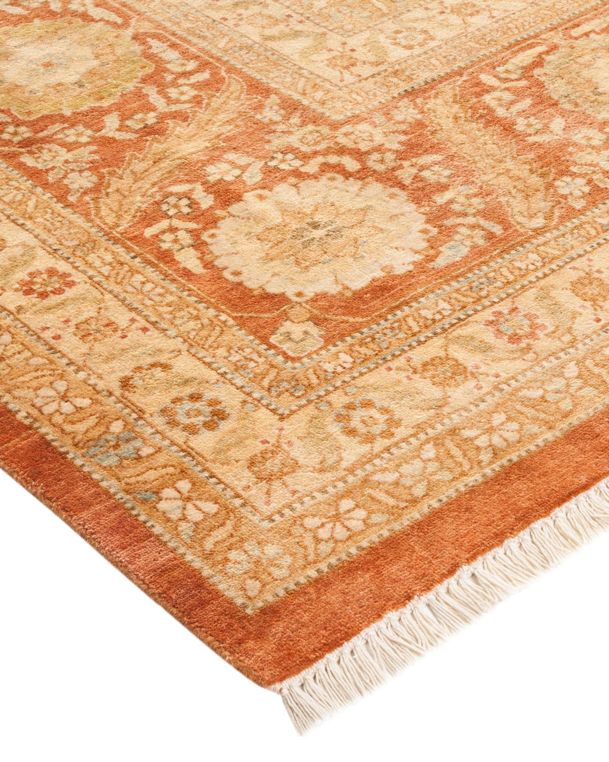 Handgefertigter, traditioneller Mogul-Teppich in Braun, Unikat (Wolle) im Angebot