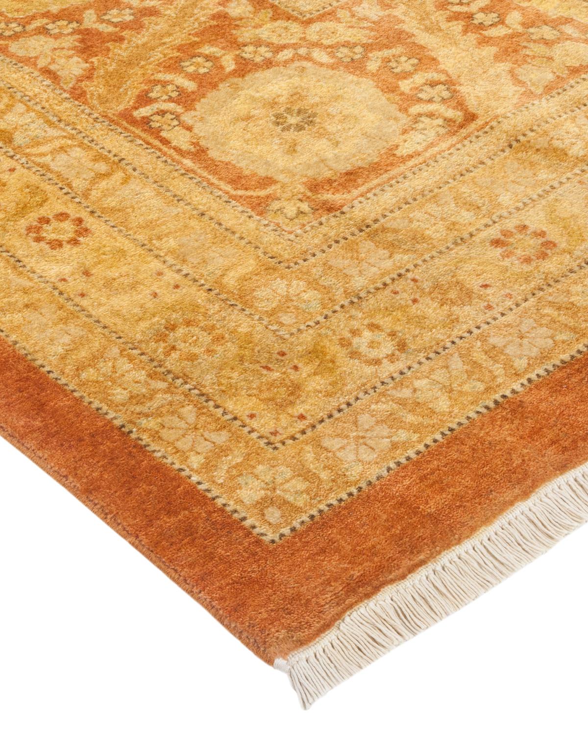 Handgefertigter, traditioneller Mogul-Teppich in Braun, Unikat (Wolle) im Angebot
