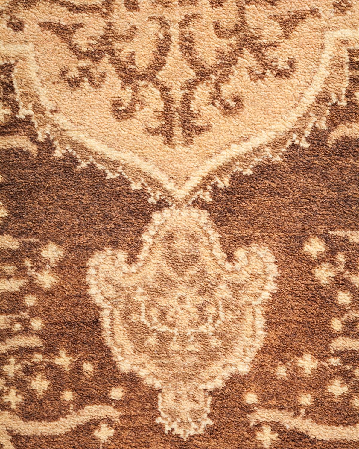 XXI secolo e contemporaneo Tappeto tradizionale Mogul Brown Hand Made, unico nel suo genere.