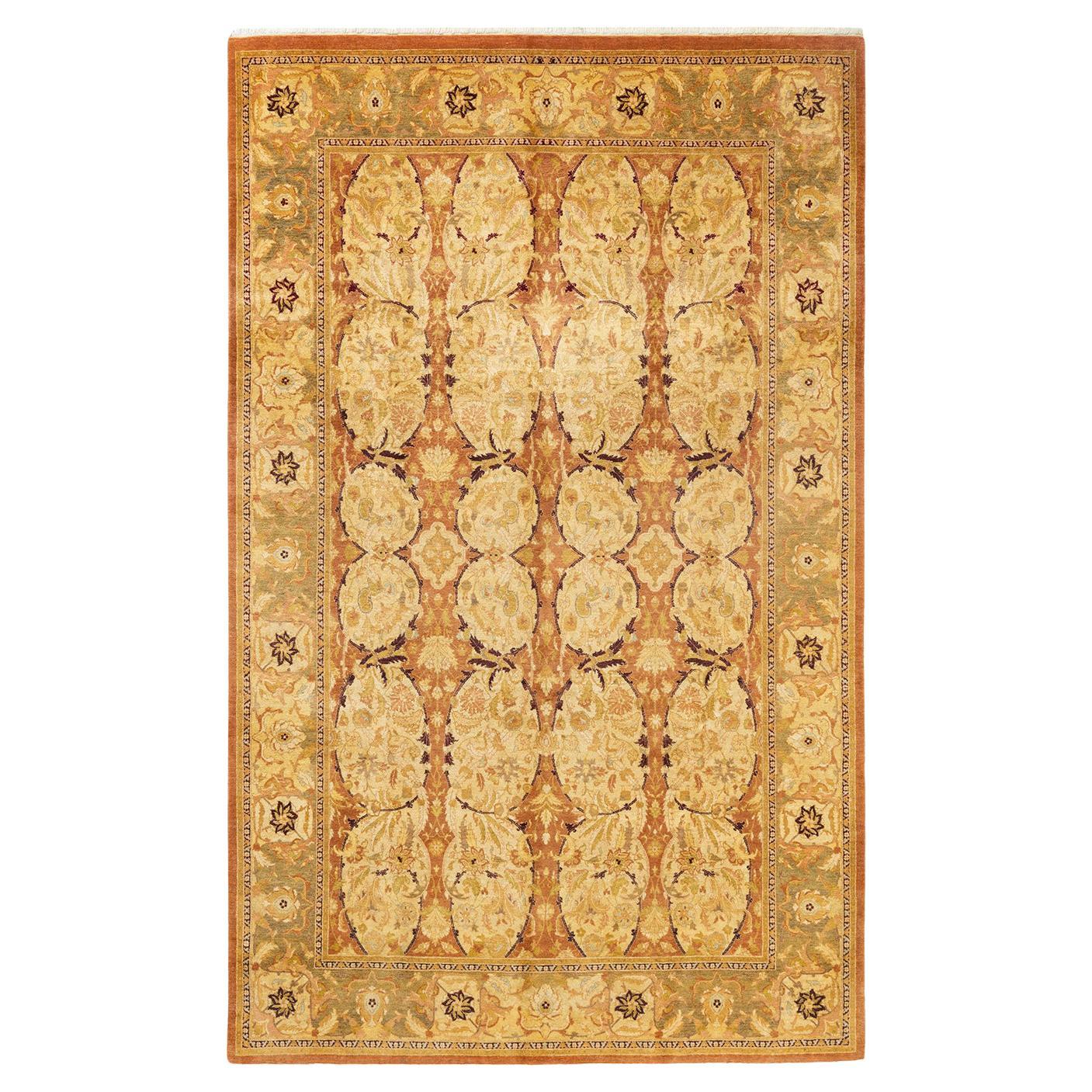 One-of-a-Kind Hand Made Traditional Mogul Brown Area Rug