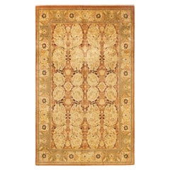 One-of-a-Kind Hand Made Traditional Mogul Brown Area Rug