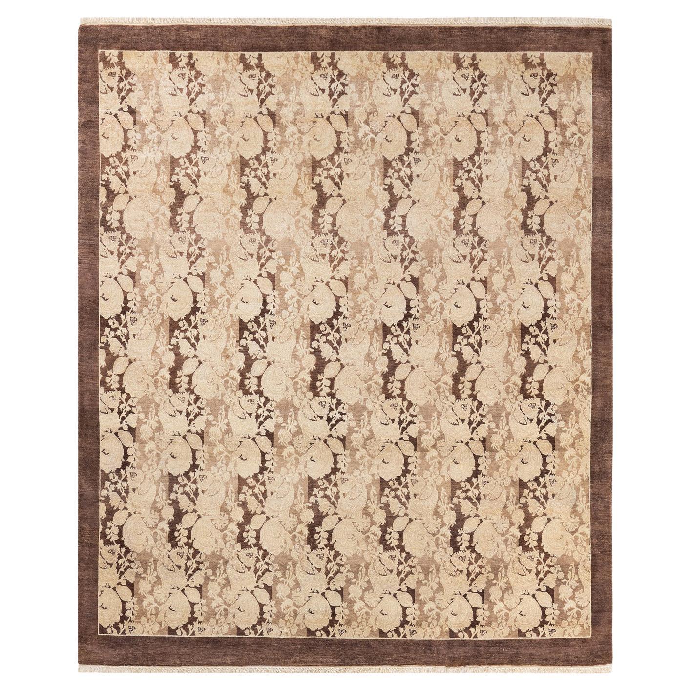 One-of-a-kind Hand Made Traditional Mogul Brown Area Rug