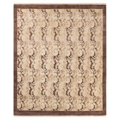 Tapis traditionnel Mogul marron unique en son genre fabriqué à la main