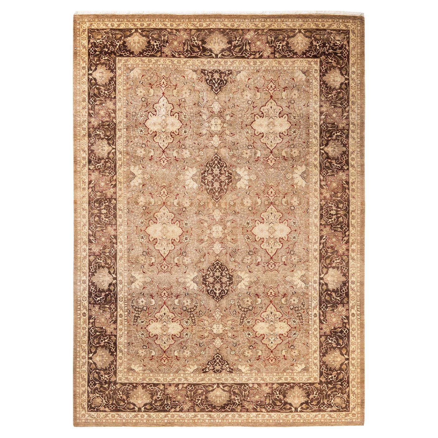 One-of-a-kind Hand Made Traditional Mogul Brown Area Rug