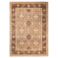 One-of-a-kind Hand Made Traditional Mogul Brown Area Rug