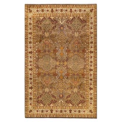 One-of-a-kind Hand Made Traditional Mogul Brown Area Rug