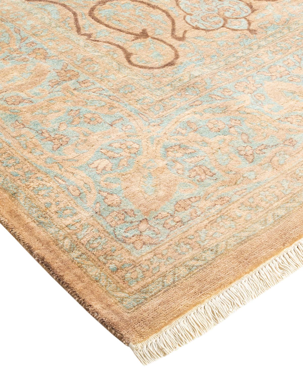 Handgefertigter, traditioneller Mogul-Teppich in Braun, Unikat (Wolle) im Angebot