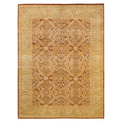 One-Of-A-Kind Hand Made Traditional Mogul Brown Area Rug