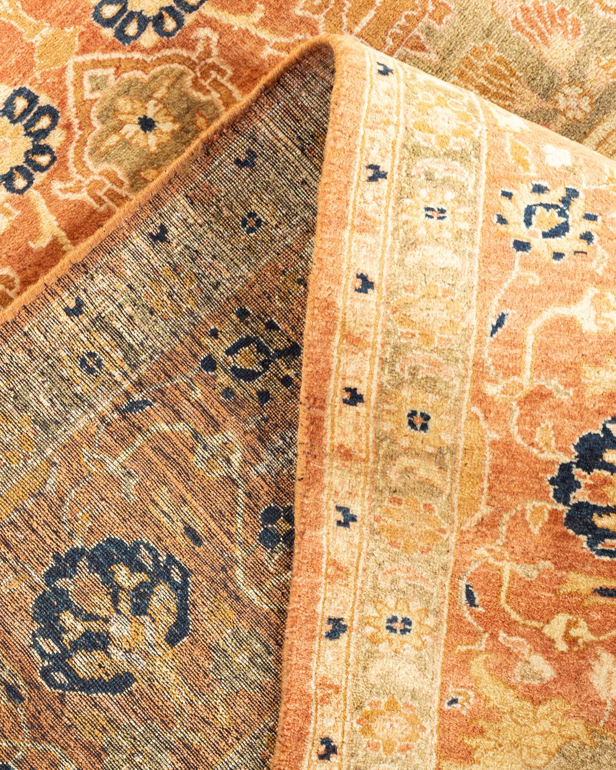 Pakistanais Tapis traditionnel Mogul marron unique en son genre fabriqué à la main en vente