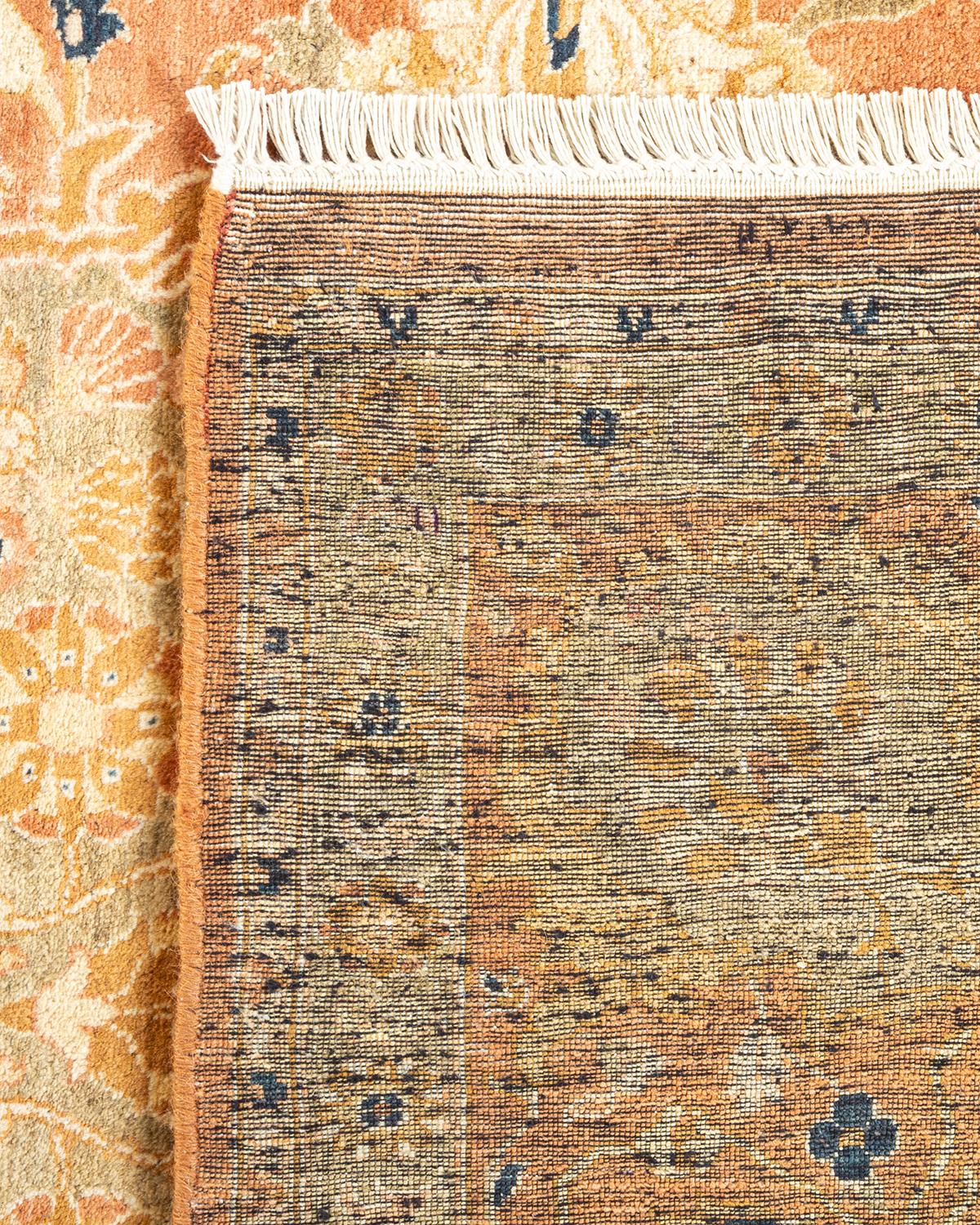 Noué à la main Tapis traditionnel Mogul marron unique en son genre fabriqué à la main en vente