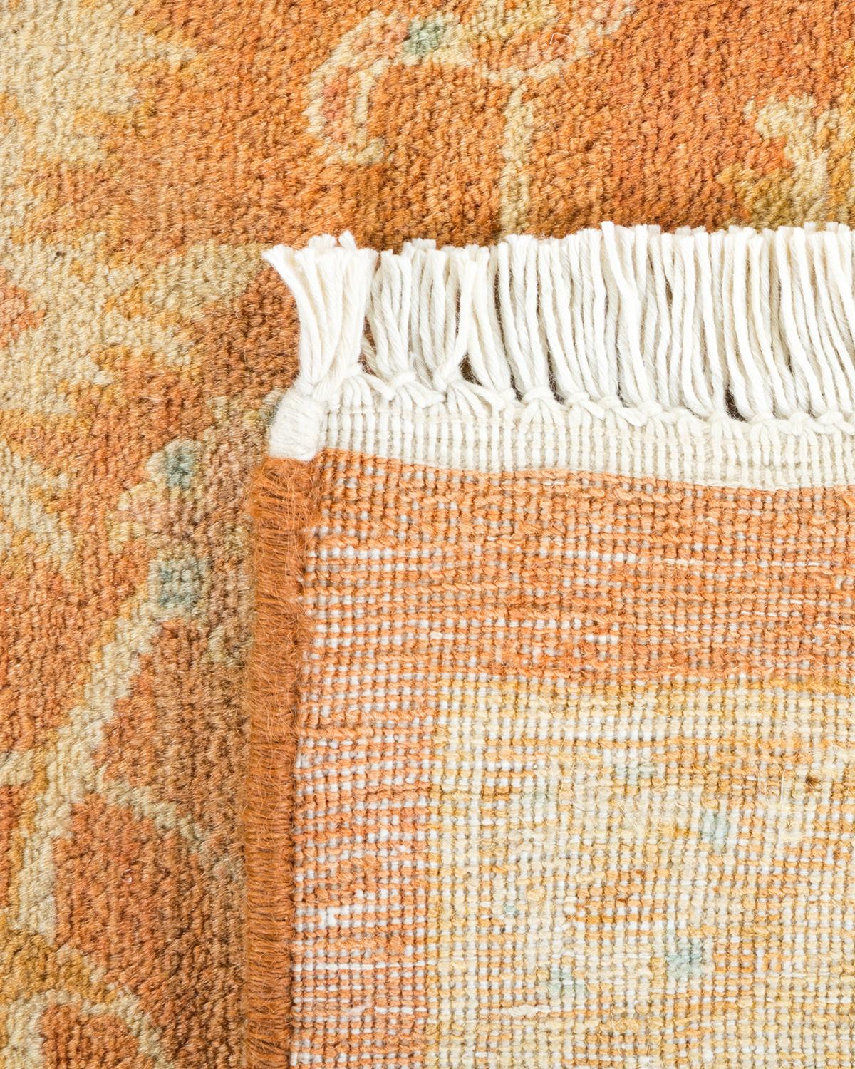 Hand-Knotted One-Of-A-Kind Hand Made Traditional Mogul Brown Area Rug