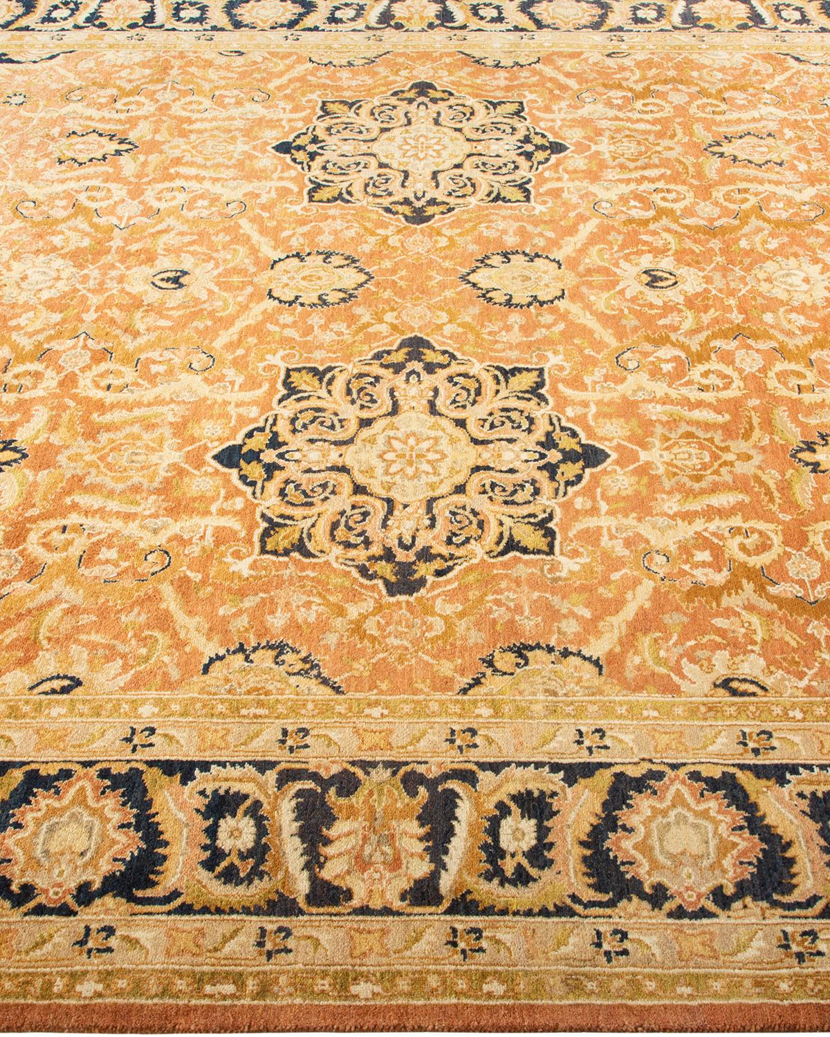 One-of-a-Kind Hand Made Traditional Mogul Brown Area Rug In New Condition For Sale In Norwalk, CT