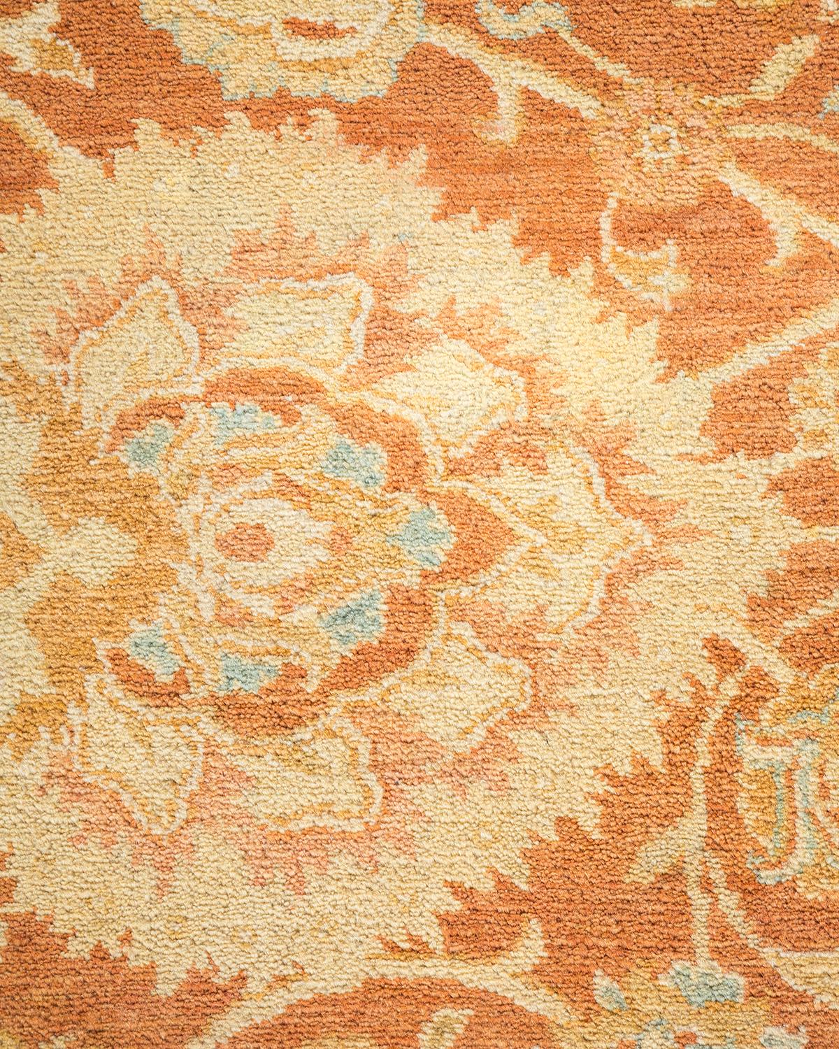 Contemporary One-Of-A-Kind Hand Made Traditional Mogul Brown Area Rug